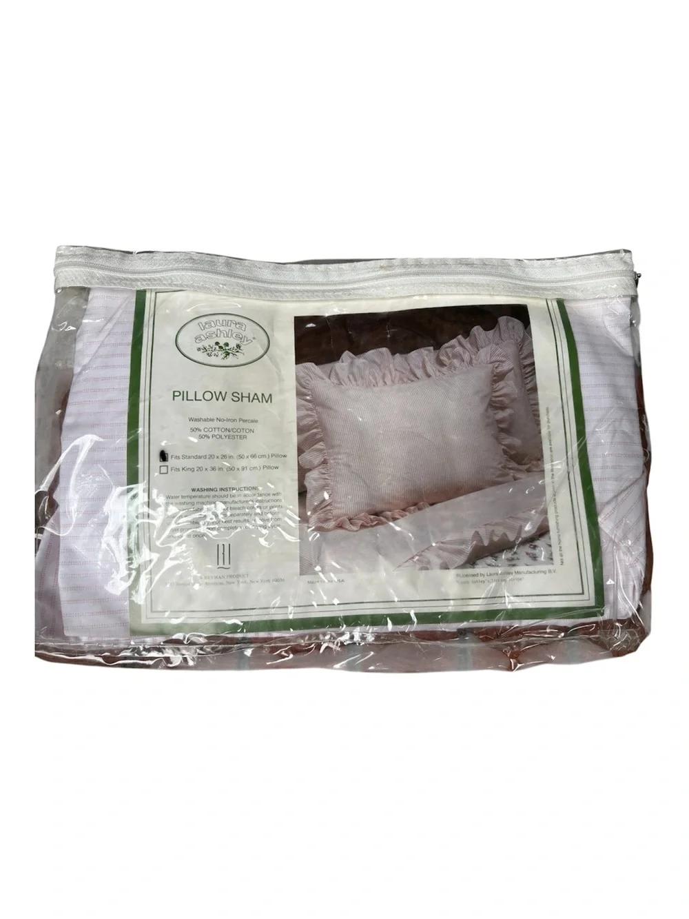 Vintage Laura Ashley Standard Pillow Sham NIP Ticking Stripe USA Made PLZ READ